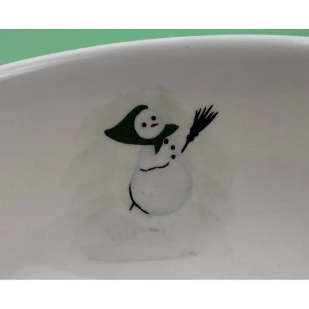 Williams-Sonoma Snowman Coupe Cereal Bowl Broom Winter Christmas Holiday